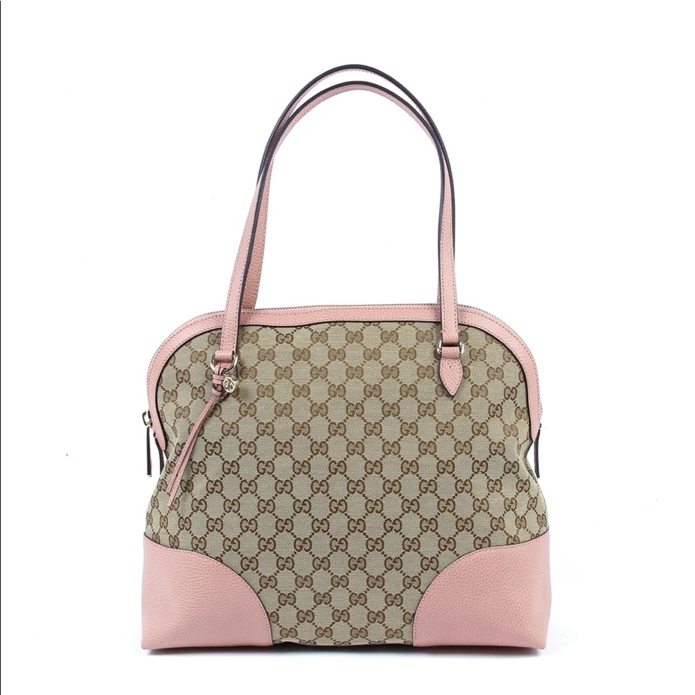 New 💯% Auth Gucci Monogram Bree Shoulder Bag GG Canvas and Leather Tote ✨ NWT